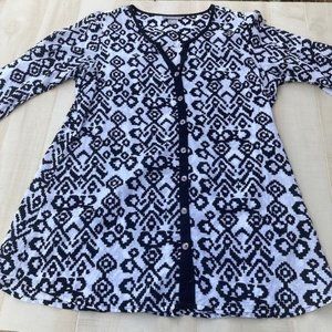 Peppermint Bay Black and White 100% Cotton Button-up Tunic - Size XL